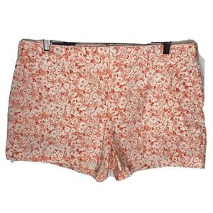 Gap City Shorts Womens 14 Coral Orange White Floral Mid Rise Pockets Stretch NWT